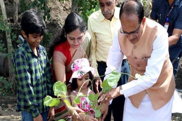 MP- मुख्यमंत्री श्री चौहान ने बरगद, अमरूद और करंज के पौधे लगाए